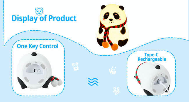 Soft Silicone Panda Night Lamp | Rechargeable 7-Color | Safe, Color Changing & Cute|