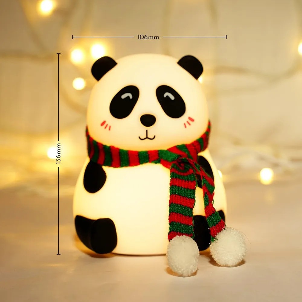 Soft Silicone Panda Night Lamp | Rechargeable 7-Color | Safe, Color Changing & Cute|