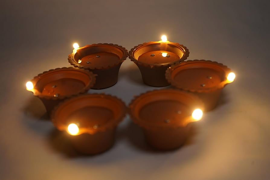 Water Sensor LED Diya | Smart Water-Activated Decorative Lamp for Diwali & Home Décor | Attractive Design & Replaceable Battery | pack of 6