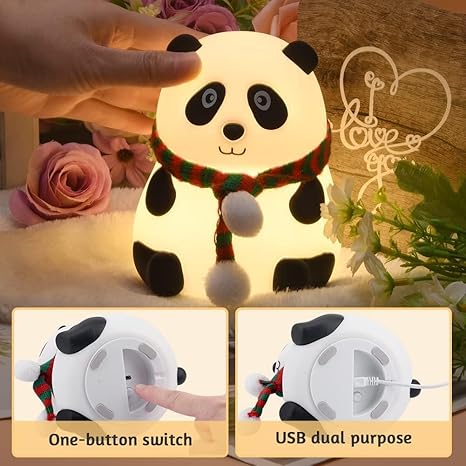 Soft Silicone Panda Night Lamp | Rechargeable 7-Color | Safe, Color Changing & Cute|