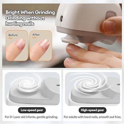 Rechargeable Electric Nail Clipper & Trimmer | 2-in-1 Nail File with Light, 2 Speeds & Safety Design for Kids, Elderly & Caregivers