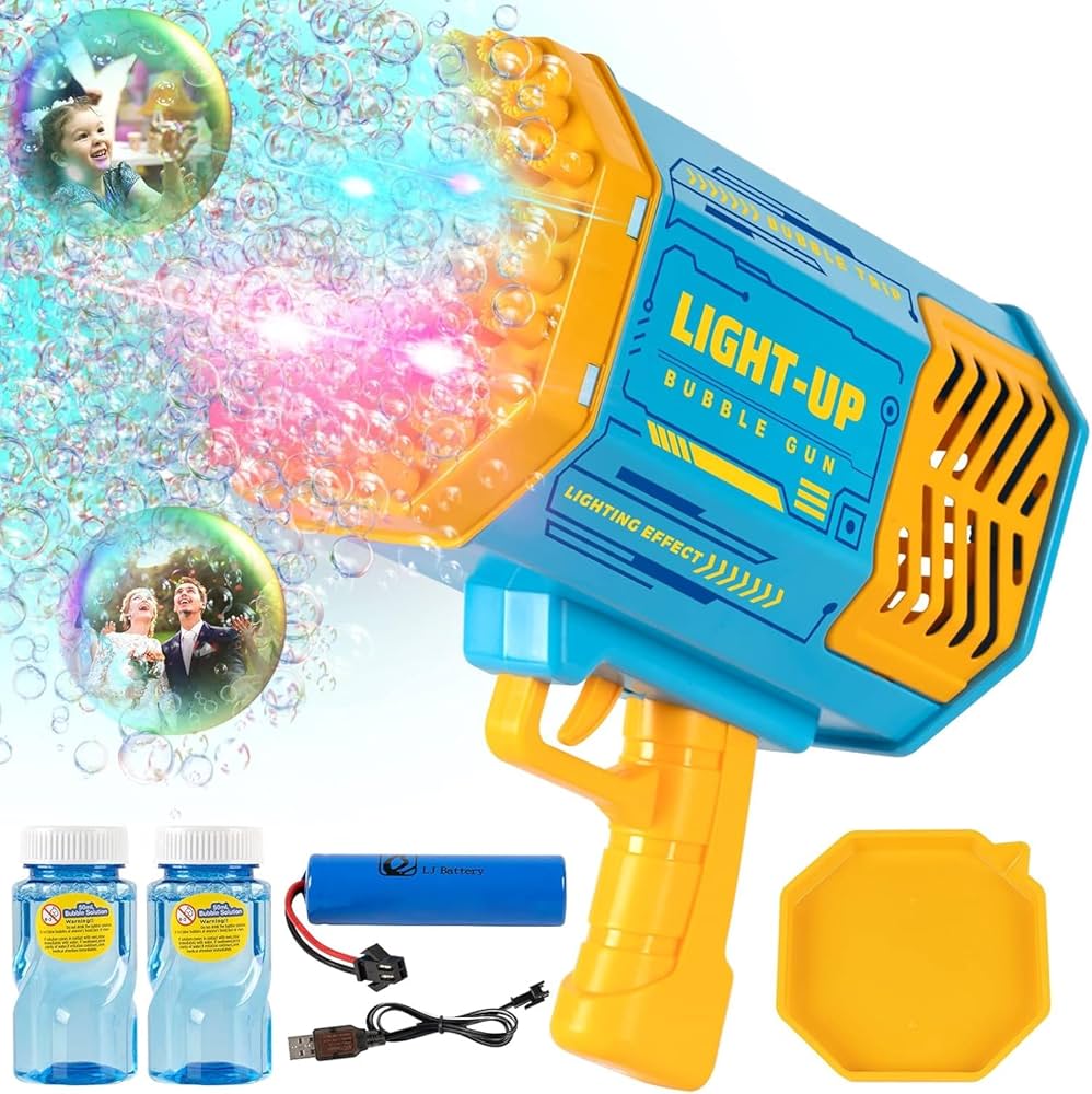 69-Hole Bubble Gun Bazooka with Lights | Bubble Machine & Blower Toy for Kids |