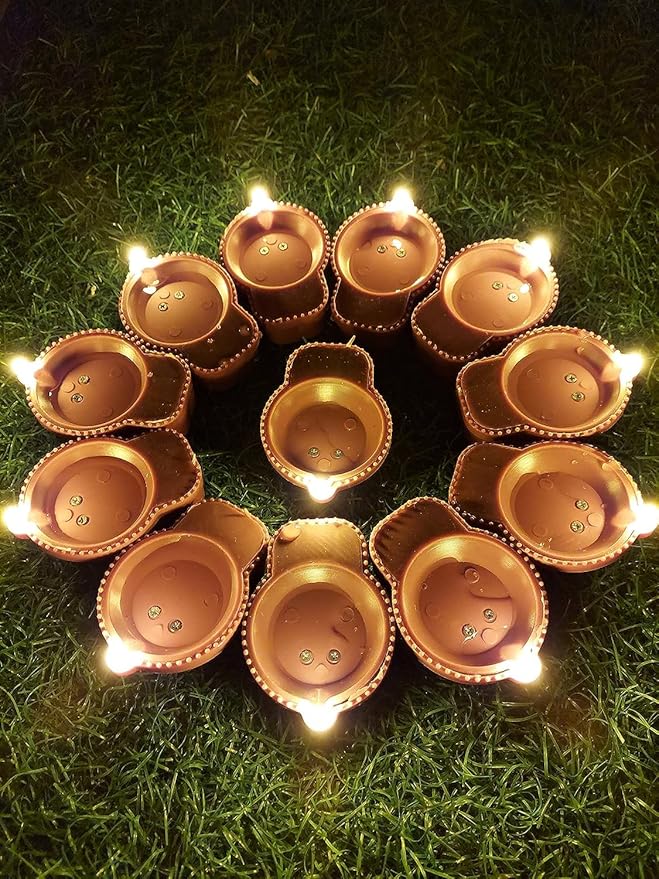Water Sensor LED Diya | Smart Water-Activated Decorative Lamp for Diwali & Home Décor | Attractive Design & Replaceable Battery | pack of 6