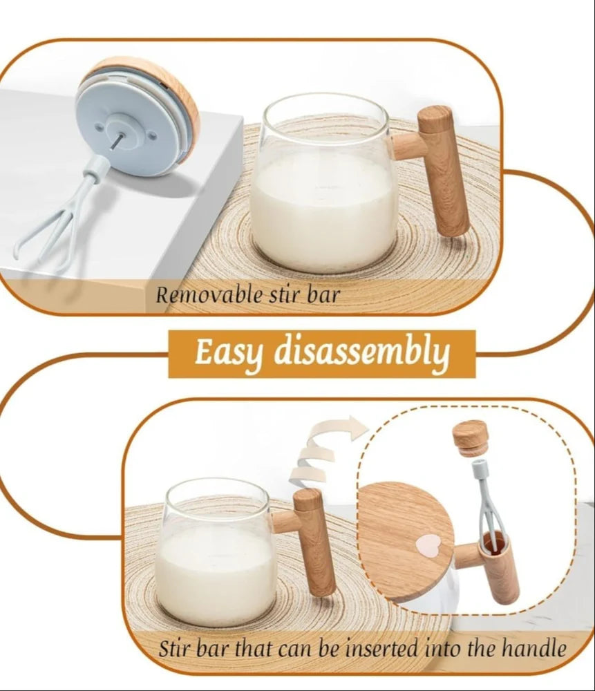 Self-Stirring Electric Mug 400ml | USB Rechargeable High-Speed Mixing Glass Cup for Coffee, Milk & Protein Shakes – Portable for Home, Office & Travel