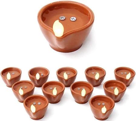 Water Sensor LED Diya | Smart Water-Activated Decorative Lamp for Diwali & Home Décor | Attractive Design & Replaceable Battery | pack of 6