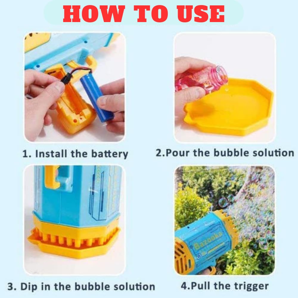69-Hole Bubble Gun Bazooka with Lights | Bubble Machine & Blower Toy for Kids |