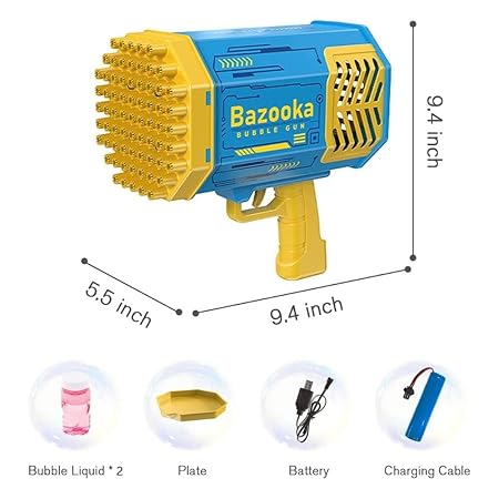 69-Hole Bubble Gun Bazooka with Lights | Bubble Machine & Blower Toy for Kids |