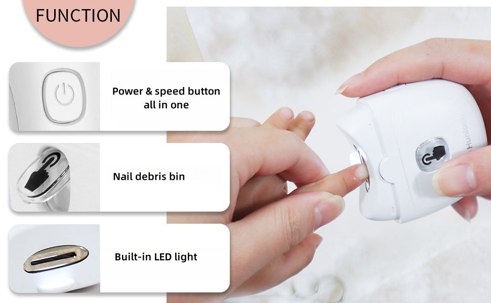 Rechargeable Electric Nail Clipper & Trimmer | 2-in-1 Nail File with Light, 2 Speeds & Safety Design for Kids, Elderly & Caregivers